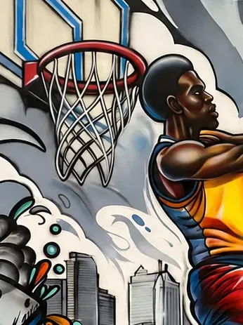 Hang Time mural — detail 1