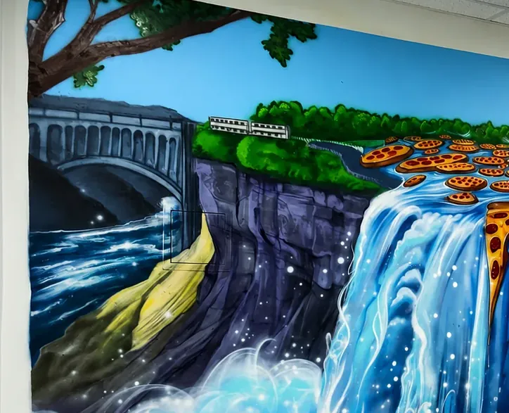 Pizza Falls mural — detail 1