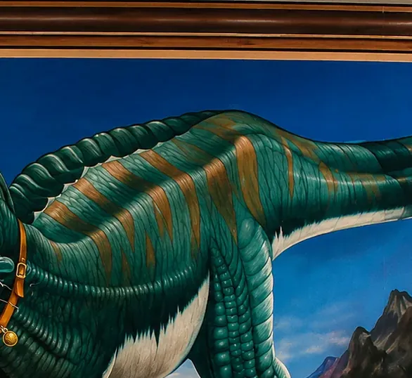 T-Rex illusion mural — detail 1